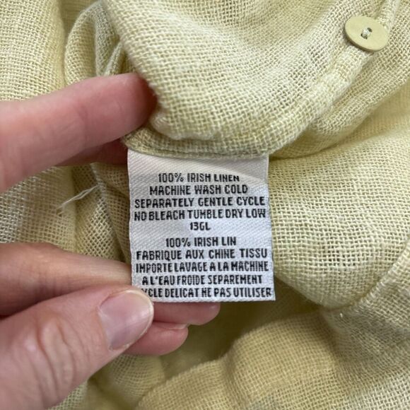 Eileen Fisher Size Medium 100% Irish Linen Yellow Button-Up Long Sleeve Shirt - Picture 5 of 6